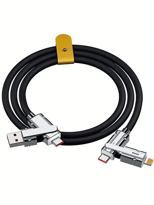 كابل بيانات SHEIN BinBoom معتمد من MFi، 4 في 1، كابل USB إلى IOS (أسود)