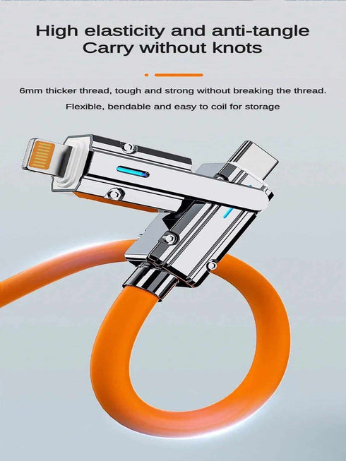 SHEIN BinBoom MFi Certified 4 In 1 Data Cable USB To IOS Cable (White)