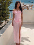 SHEIN Bonvoyette Women's Pink 3D Floral One-Piece Swimsuit With Off Shoulder Design