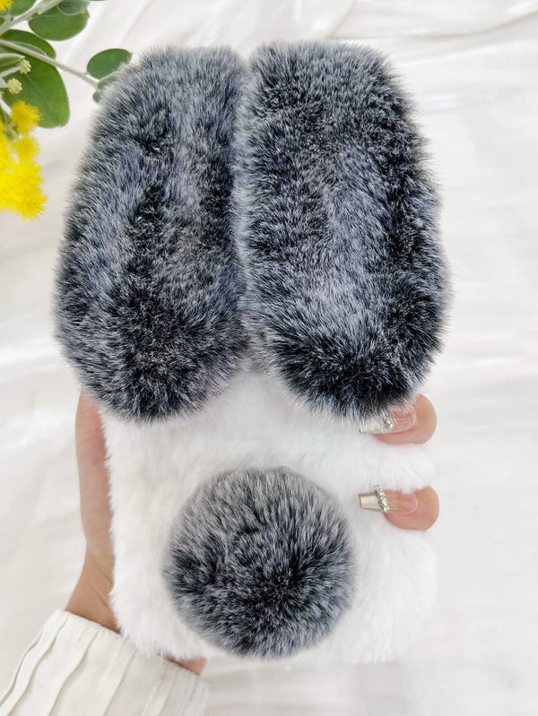 SHEIN Bunny Rabbit Ear Decor Plush PC Phone Case