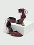 SHEIN CUCCOO SZL Pointed Toe Asymmetrical Heels Burgundy Women's High Heels, Badgirl Night Outfit, Street Style Sexy Party Date Spring Shoes Spring Break Easter Prom Heels For Christmas Spring Shoes