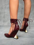 SHEIN CUCCOO SZL Pointed Toe Asymmetrical Heels Burgundy Women's High Heels, Badgirl Night Outfit, Street Style Sexy Party Date Spring Shoes Spring Break Easter Prom Heels For Christmas Spring Shoes
