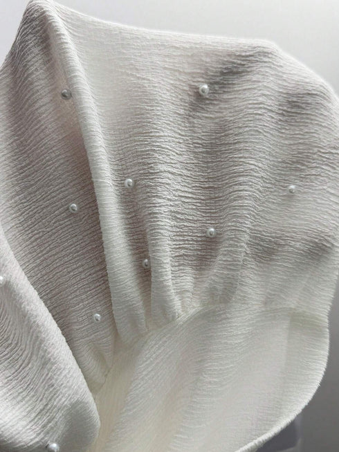 SHEIN Asymmetrical Shoulder Twist Detail Fitted White Blouse