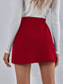 SHEIN Calvaya Autumn Elegant Solid Color Button Decor Split Hem Skirt