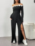 SHEIN Chiquease Off-Shoulder Tie-Front Jumpsuit