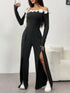 Chiquease Women's Off-Shoulder Tie-Front Jumpsuit