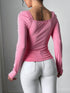 SHEIN Luxury Embellished Sweetheart Neck Long Sleeve T-Shirt