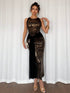SHEIN Chiquease Women's Gold And Black Leopard Print Maxi Dress