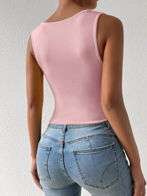 SHEIN Chiquease Women's Cropped Slim Fit U-Neck Camisole