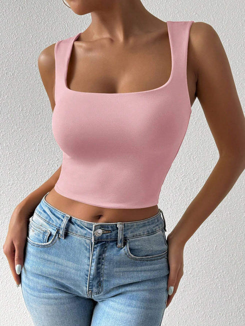 SHEIN Chiquease Women's Cropped Slim Fit U-Neck Camisole