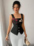 SHEIN Chiquease Women's Summer Elegant Floral Embroidered Sleeveless Blouse
