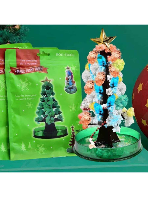 SHEIN Christmas Decoration Christmas Tree Magic Growing Crystal Tree DIY Handmade Toy - Paper Tree Flowering Toy