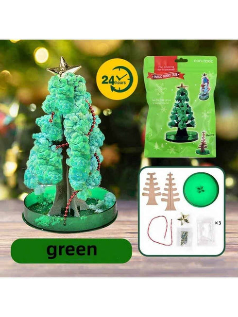 SHEIN Christmas Decoration Christmas Tree Magic Growing Crystal Tree DIY Handmade Toy - Paper Tree Flowering Toy