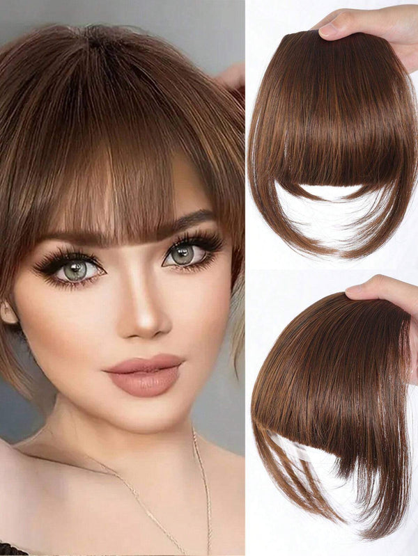 SHEIN Clip In Bangs Hair Extensions 6 Inch Brown Black And White Hair