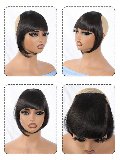 SHEIN Clip In Bangs Hair Extensions 6 Inch Brown Black And White Hair