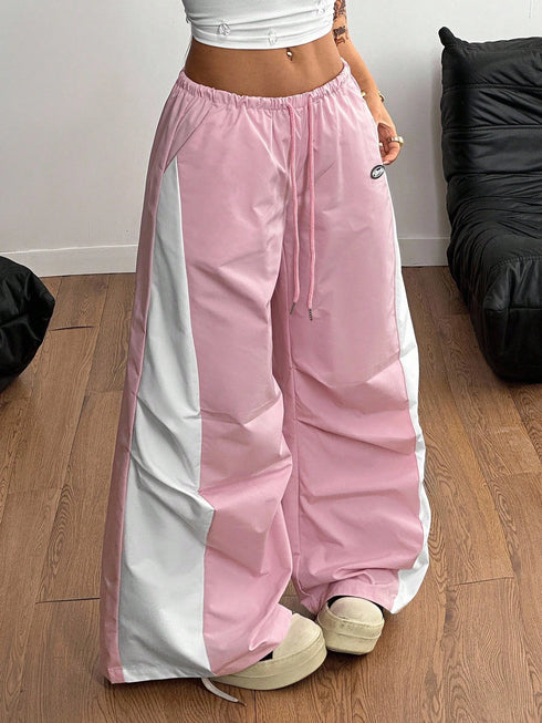 SHEIN Coolane سراويل نسائية فضفاضة (باراشوت) بخصر مرتفع بتصميم كارجو ومموه للألوان مناسبة للربيع والصيف والحفلات والارتداء اليومي الأنيق