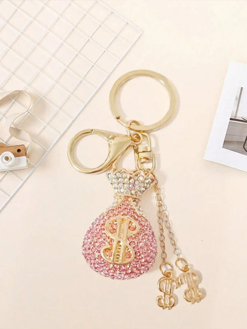 Creative Gift Crystal Money Bag Keychain, Women