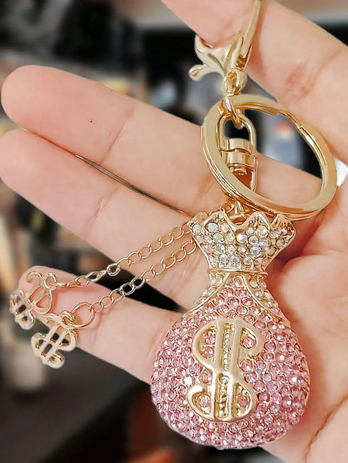 Creative Gift Crystal Money Bag Keychain, Women
