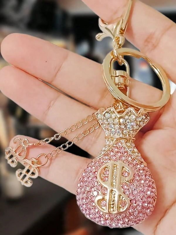 Creative Gift Crystal Money Bag Keychain, Women