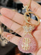 Creative Gift Crystal Money Bag Keychain, Women