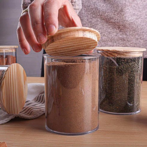 Acrylic Spice Jar with Wooden Lid
