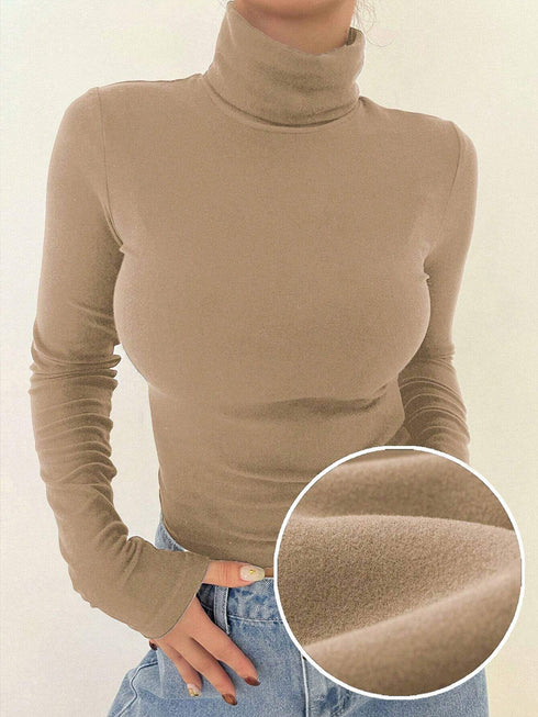 DAZY Women's Solid Color Casual Fleece Fitted Long Sleeve