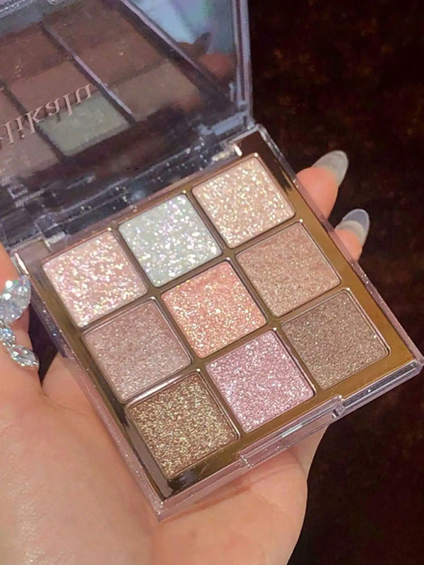 DIKALU 9-Color Eyeshadow Palette, Glitter Eye Shadow Powder