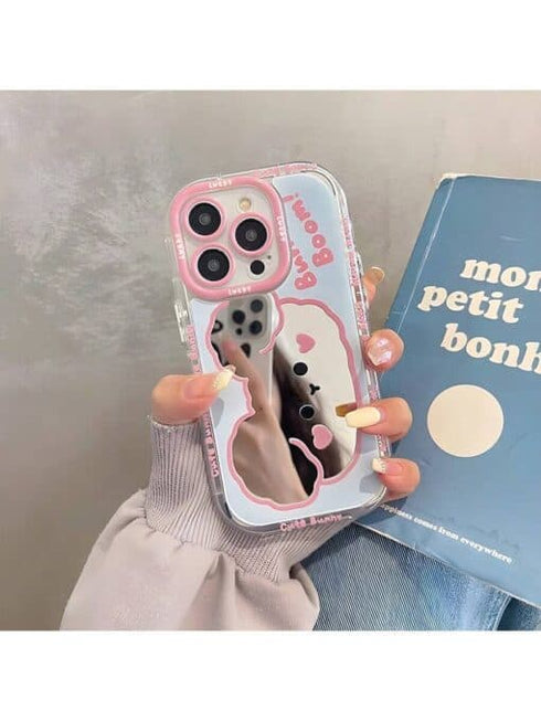 جراب هاتف نسائي من شي إن بتصميم كلب جرو مع مرآة