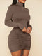 Drawstring Front High Neck Bodycon Dress