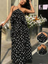 SHEIN Elegant & SexyPolka Dot Strap Long Dress For Women, Boho Chic Ruffle Halter Dress For Summer Beach Vacation Holiday Daily Wear