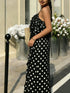 SHEIN Elegant & SexyPolka Dot Strap Long Dress For Women, Boho Chic Ruffle Halter Dress For Summer Beach Vacation Holiday Daily Wear