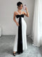 SHEIN Elegant Black And White Color Block Design Dress