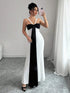 SHEIN Elegant Black And White Color Block Design Dress