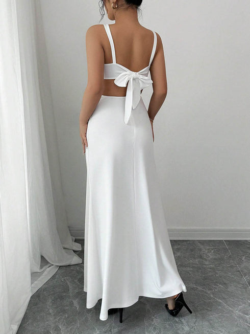 SHEIN Elegant Black And White Color Block Design Dress