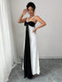SHEIN Elegant Black And White Color Block Design Dress