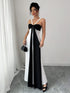 SHEIN Elegant Black And White Color Block Design Dress