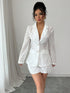 SHEIN Elenzga Plaid Jacquard Solid Color Casual Elegant Suit Jacket & Shorts