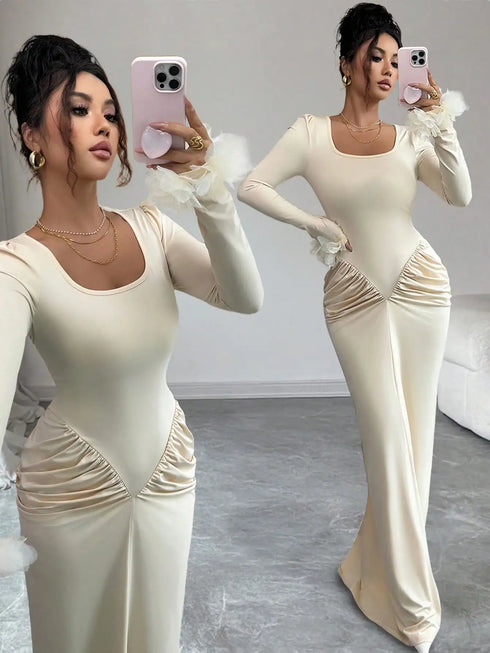 SHEIN Elenzga Spring & Autumn New Arrival Fashionable Elegant Ruffle Trim Stand