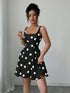 SHEIN Elenzga Square Neck Black Polka Dot Elegant Short Dress