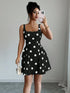 SHEIN Elenzga Square Neck Black Polka Dot Elegant Short Dress