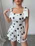 SHEIN Elenzga Women's Elegant Polka Dot Self-Tie Waist A-Line Jumpsuit
