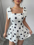 SHEIN Elenzga Women's Elegant Polka Dot Self-Tie Waist A-Line Jumpsuit