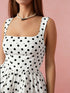 SHEIN Enchnt Summer Women's White With Black Polka Dots Square Neck Sleeveless 90s Retro Cute Party Dress,Elegant Graduation Birthday Vacation Short Dress