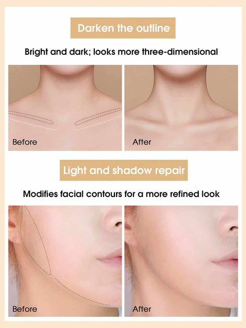 FOMIX Double Ended Highlight & Contouring Stick,1Pc Multi-Function Contouring Stick Matte Contouring Nose Shadow Contour Wand