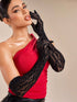 SHEIN Fashionable Elegant Rhinestone Hollow Sleeve Cuffs
