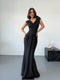 SHEIN Elegant Minimalist Party Surplice Neck Pleated Solid Dress