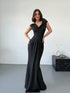 SHEIN Elegant Minimalist Party Surplice Neck Pleated Solid Dress