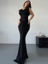SHEIN Elegant Minimalist Party Surplice Neck Pleated Solid Dress