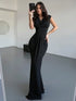 SHEIN Elegant Minimalist Party Surplice Neck Pleated Solid Dress