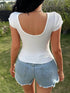 Flirla Textured Fabric Round Neck Short Sleeve Design T-Shirt